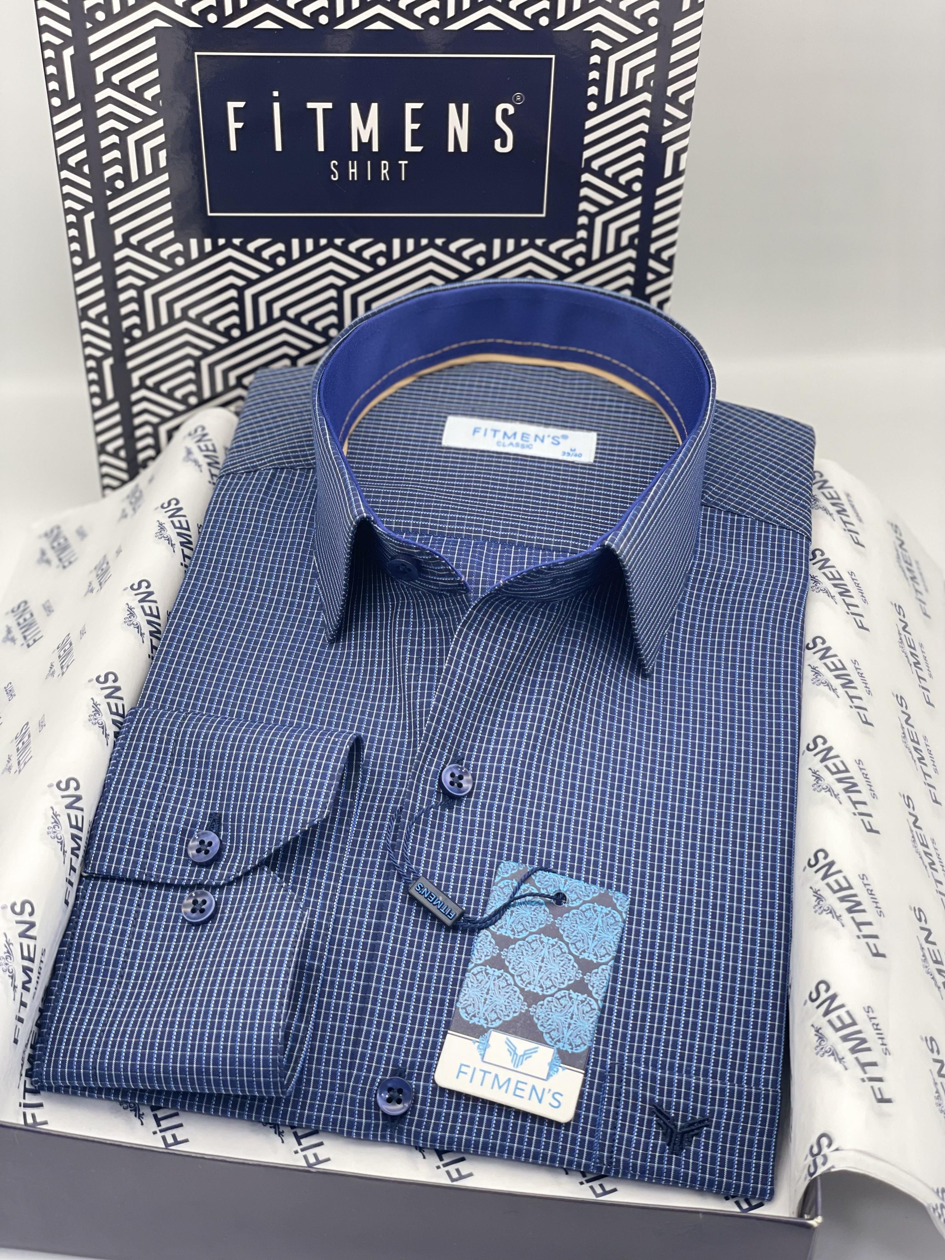Klasik Uzun Kol Kareli Hediye Kutulu Erkek Gömlek FS-004329 - Saks Mavi