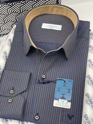 Klasik Uzun Kol Çizgili Hediye Kutulu Erkek Gömlek FS-003865 - Lacivert