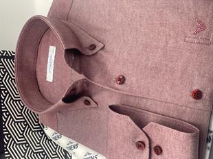 Klasik Uzun Kol Pamuklu Yaka Düğmeli Hediye Kutulu Kolay Ütülenebilir Erkek Gömlek FS-003897 - Bordo