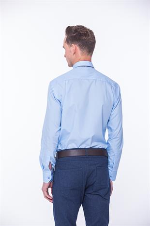 Klasik Uzun Kol Terry Cotton Hediye Kutulu Erkek Gömlek FS-001367 - Mavi