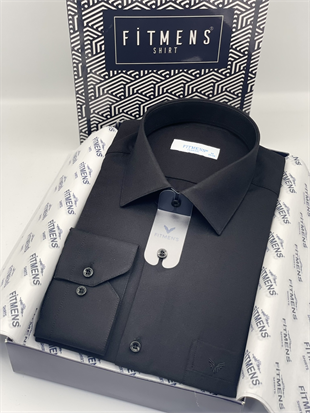 Klasik Uzun Kol Oxford Hediye Kutulu Kolay Ütülenebilir Erkek Gömlek FS-001254 - Siyah