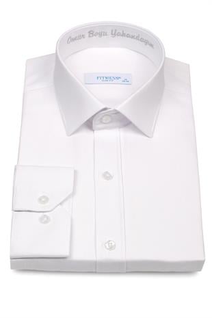 Slim Fit Uzun Kol Ömür Boyu Yakandayım Nakışlı Hediye Kutulu Erkek Gömlek FS-001376 - Beyaz