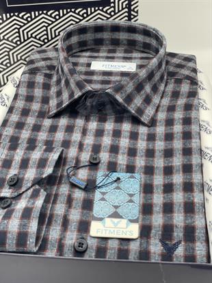 Klasik Uzun Kol Kışlık Ekoseli Oduncu Yaka Altı Düğmeli Pamuklu Hediye Kutulu Erkek Gömlek FS-003134 - Bordo