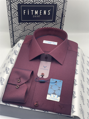 Klasik Uzun Kol Oxford Hediye Kutulu Kolay Ütülenebilir Erkek Gömlek FS-001254 - Bordo