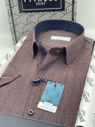 Klasik Kısa Kol Keten Hediye Kutulu Erkek Gömlek FS-003575 - Bordo