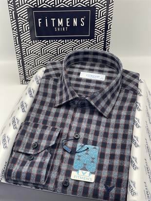 Klasik Uzun Kol Kışlık Ekoseli Oduncu Yaka Altı Düğmeli Pamuklu Hediye Kutulu Erkek Gömlek FS-003134 - Bordo