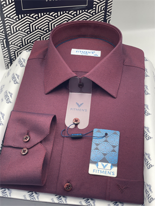 Klasik Uzun Kol Oxford Hediye Kutulu Kolay Ütülenebilir Erkek Gömlek FS-001254 - Bordo