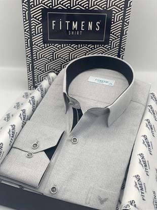 Klasik Uzun Kol Keten Cotton Hediye Kutulu Erkek Gömlek FS-001261 - Açık Gri