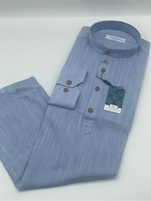 Slim Fit Uzun Kol Hakim Yaka Yarım Patlı Hediye Kutulu Erkek Gömlek FS-003687 - Açık Mavi