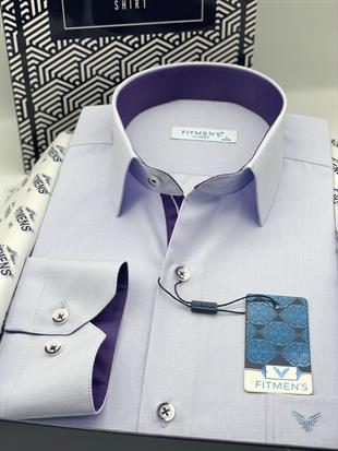 Klasik Uzun Kol Filafil Pitikareli Swift Hediye Kutulu Erkek Gömlek FS-001263 - Açık Lila