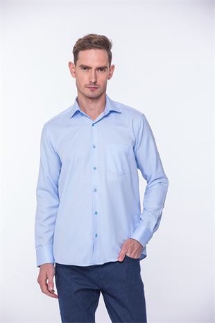 Klasik Uzun Kol Oxford Hediye Kutulu Kolay Ütülenebilir Erkek Gömlek FS-001254 - Açık Mavi