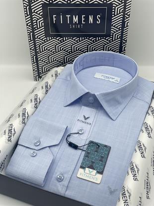 Klasik Uzun Kol Keten Yaka Alttan Düğmeli Hediye Kutulu Erkek Gömlek FS-003686 - Açık Mavi