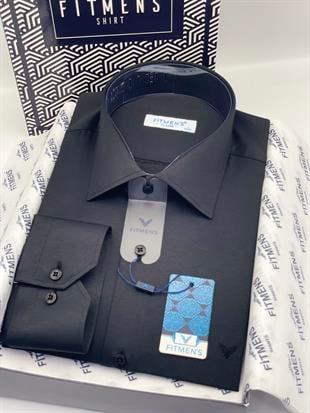 Klasik Uzun Kol Gold Saten Cepsiz Hediye Kutulu Erkek Gömlek FS-003308 - Siyah