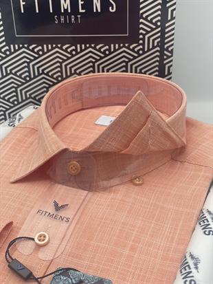 Klasik Uzun Kol Keten Yaka Alttan Düğmeli Hediye Kutulu Erkek Gömlek FS-003686 - Oranj