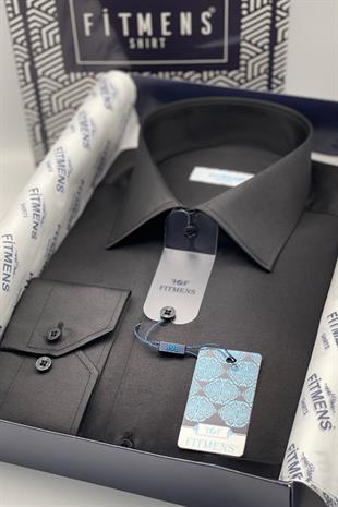 Klasik Uzun Kol Gold Saten Hediye Kutulu Erkek Gömlek FS-002160 - Siyah