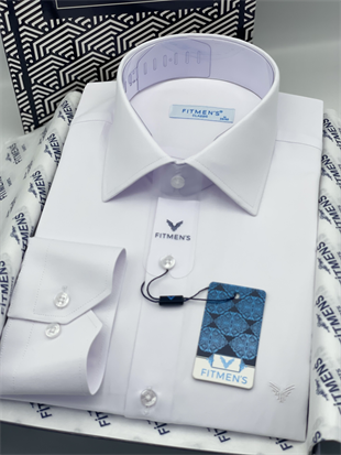 Klasik Uzun Kol Gold Saten Cepsiz Hediye Kutulu Erkek Gömlek FS-003308 - Beyaz