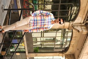 Slim Fit Uzun Kol Dijital Baskılı Likralı Yaka Alttan Düğmeli Renkli Gömlek FS-003232 - Sarı