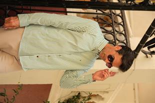 Slim Fit Uzun Kol Likralı Çizgili Yaka Düğmeli Hediye Kutulu Erkek Gömlek FS-003669 - Yeşil