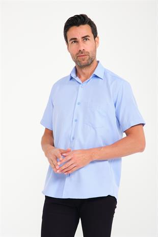 Klasik Kısa Kol Oxford Hediye Kutulu Erkek Gömlek FS-001200 - Mavi T14