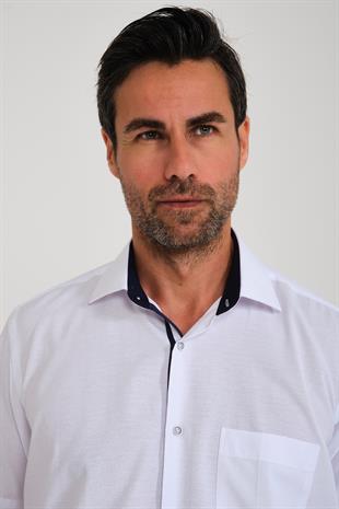 Klasik Kısa Kol Neon Nokta Armür Hediye Kutulu Erkek Gömlek FS-001216 - Beyaz