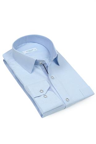 Klasik Uzun Kol Keten Cotton Hediye Kutulu Erkek Gömlek FS-001261 - Açık Mavi