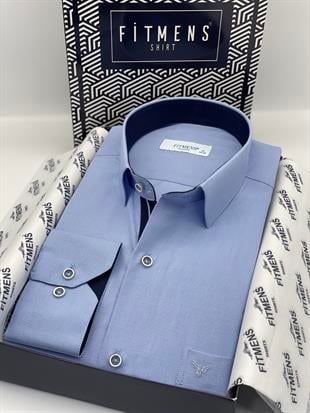 Klasik Uzun Kol Filafil Pitikareli Swift Hediye Kutulu Erkek Gömlek FS-001263 - Mavi