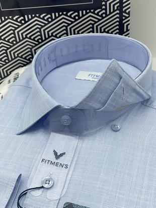 Klasik Uzun Kol Keten Yaka Alttan Düğmeli Hediye Kutulu Erkek Gömlek FS-003686 - Açık Mavi