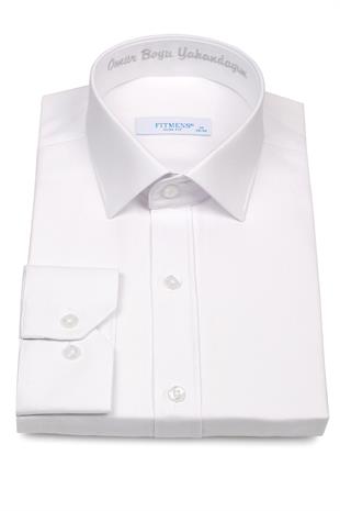 Slim Fit Uzun Kol Ömür Boyu Yakandayım Nakışlı Hediye Kutulu Erkek Gömlek FS-001376 - Beyaz