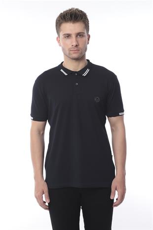 Pamuklu Kumaş Slim Fit Dar Kesim Kıvrılmaz Polo Yaka Tişört FS-003012 - Lacivert