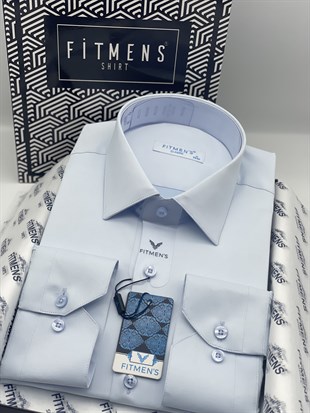 Klasik Uzun Kol Cepsiz Likralı Rahat Kumaş Erkek Gömlek FS-004517 - Buz Mavi