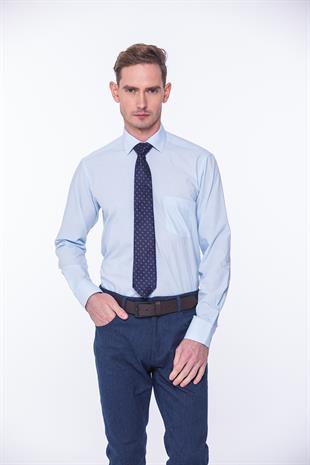 Klasik Uzun Kol Terry Cotton Hediye Kutulu Erkek Gömlek FS-001367 - Açık Mavi