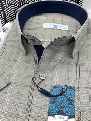 Klasik Kısa Kol Keten Hediye Kutulu Erkek Gömlek FS-003574 - Haki