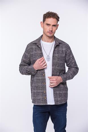 Oversize Yeni Sezon Gömlek Yaka Pamuklu Oduncu Hediye Kutulu Erkek Gömlek FS-002168 - Pudra