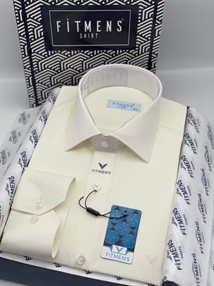 Klasik Uzun Kol Gold Saten Cepsiz Hediye Kutulu Erkek Gömlek FS-003308 - Krem