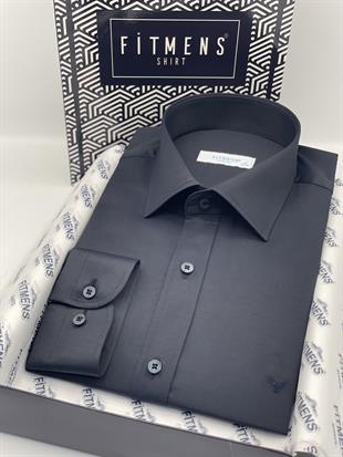 Slim Fit Uzun Kol Saten Hediye Kutulu Kolay Ütülenebilir Erkek Gömlek FS-002968 - Lacivert