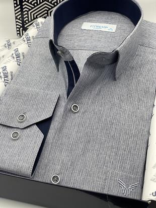 Klasik Uzun Kol Keten Cotton Hediye Kutulu Erkek Gömlek FS-001261 - Lacivert