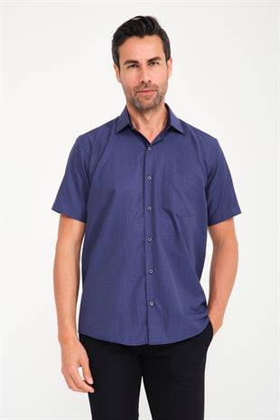 Klasik Kısa Kol Noktalı Hediye Kutulu Erkek Gömlek FS-001218 - Lacivert