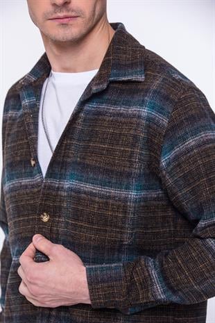 Oversize Yeni Sezon Gömlek Yaka Pamuklu Oduncu Hediye Kutulu Erkek Gömlek FS-002202 - Yeşil