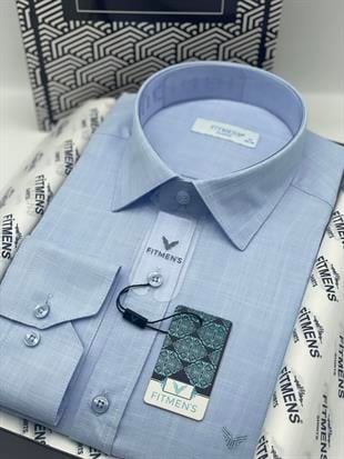 Klasik Uzun Kol Keten Yaka Alttan Düğmeli Hediye Kutulu Erkek Gömlek FS-003686 - Açık Mavi