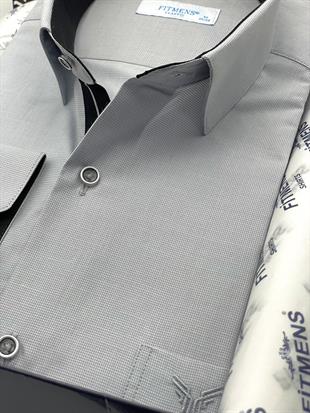 Klasik Uzun Kol Filafil Pitikareli Swift Hediye Kutulu Erkek Gömlek FS-001263 - Gri