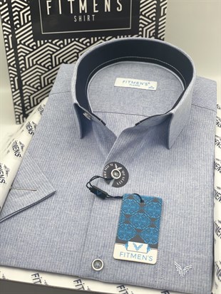 Klasik Kısa Kol Keten Cotton Hediye Kutulu Erkek Gömlek FS-003624 - Lacivert