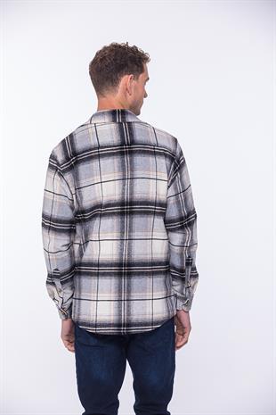 Oversize Yeni Sezon Gömlek Yaka Pamuklu Oduncu Hediye Kutulu Erkek Gömlek FS-002201 - Gri