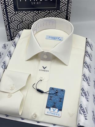 Klasik Uzun Kol Gold Saten Cepsiz Hediye Kutulu Erkek Gömlek FS-003308 - Krem