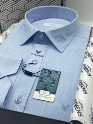 Klasik Uzun Kol Keten Yaka Alttan Düğmeli Hediye Kutulu Erkek Gömlek FS-003686 - Açık Mavi