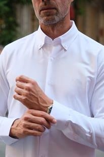 Slim Fit Uzun Kol Pamuklu Hediye Kutulu Kolay Ütülenebilir Erkek Gömlek FS-002225 - Beyaz