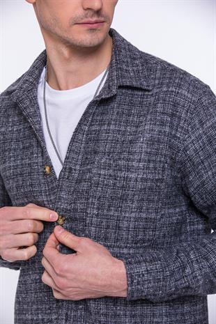 Oversize Yeni Sezon Gömlek Yaka Pamuklu Oduncu Hediye Kutulu Erkek Gömlek FS-002168 - Antrasit