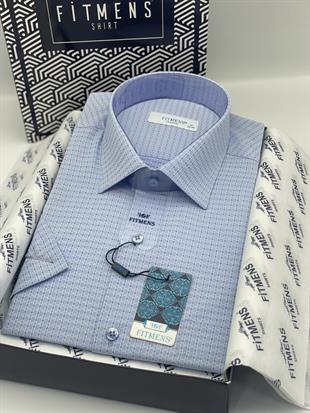 Klasik Kısa Kol Desenli Hediye Kutulu Erkek Gömlek FS-004159 - Açık Mavi