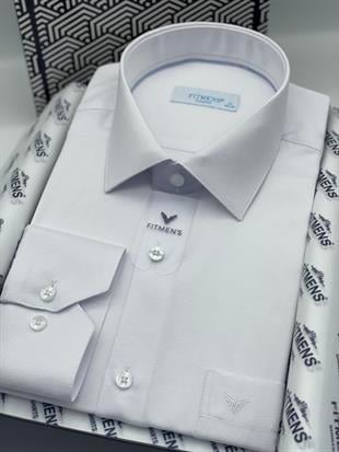 Klasik Uzun Kol Oxford Hediye Kutulu Kolay Ütülenebilir Erkek Gömlek FS-001254 - Beyaz Mavi