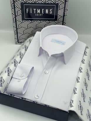 Slim Fit Uzun Kol Saten Hediye Kutulu Kolay Ütülenebilir Erkek Gömlek FS-002968 - Beyaz