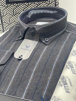 Klasik Uzun Kol Kışlık Ekoseli Oduncu Yaka Düğmeli Pamuklu Hediye Kutulu Erkek Gömlek FS-003137 - Kahverengi